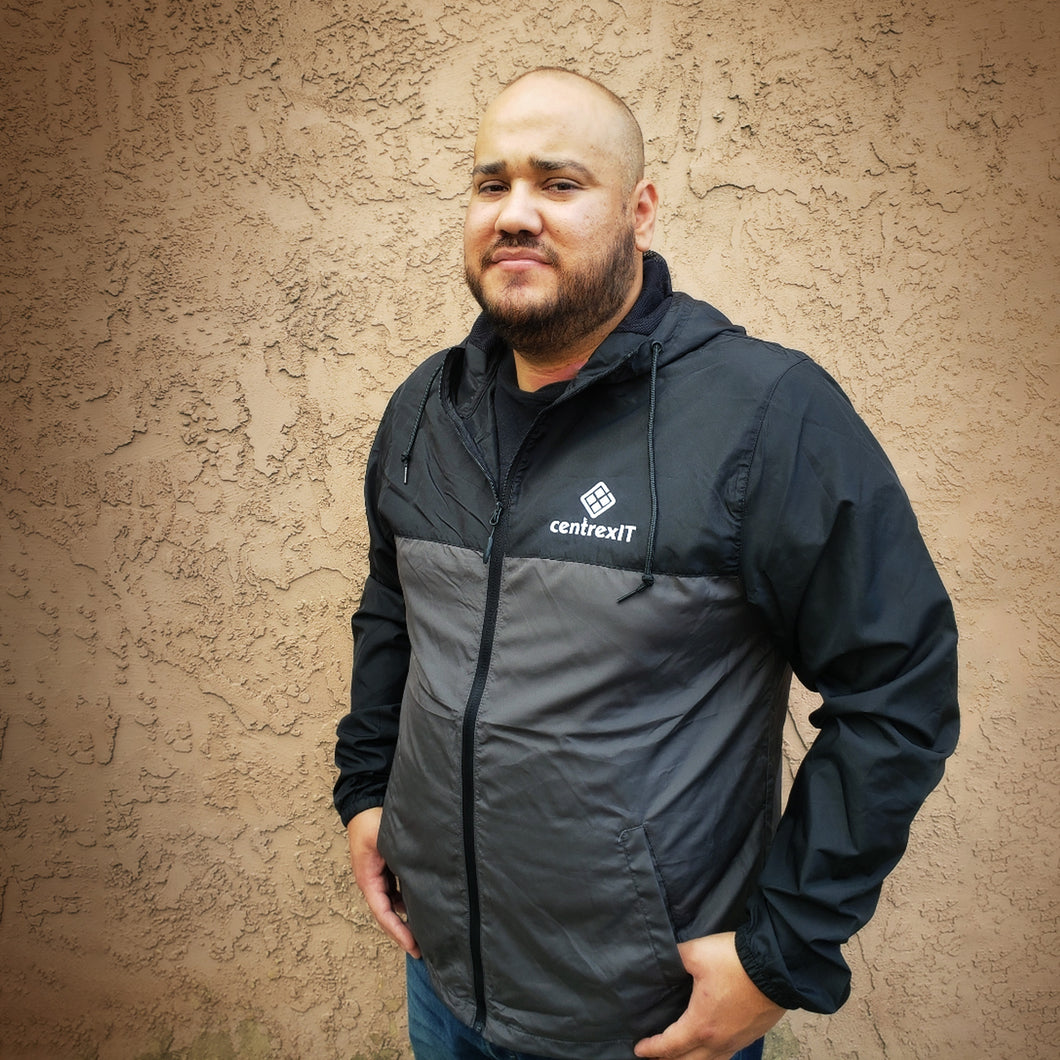 centrexIT Lightweight Windbreaker Zip-up Jacket (Black & Gray)